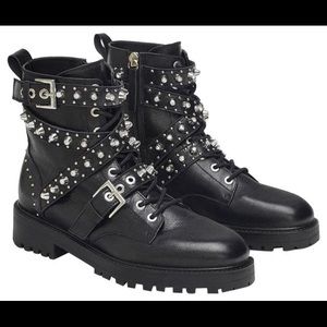 Zara Black motorcycle boots with gems